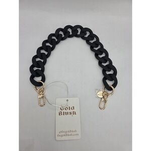 Gold Blush Acrylic Luxe Bag Chain 18" Black Matte Multi-Use Handle Strap NWT
